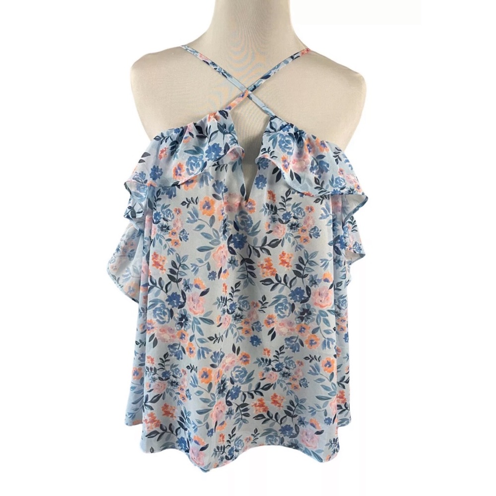 Lovers + Friends Blue Floral Camisole in size small